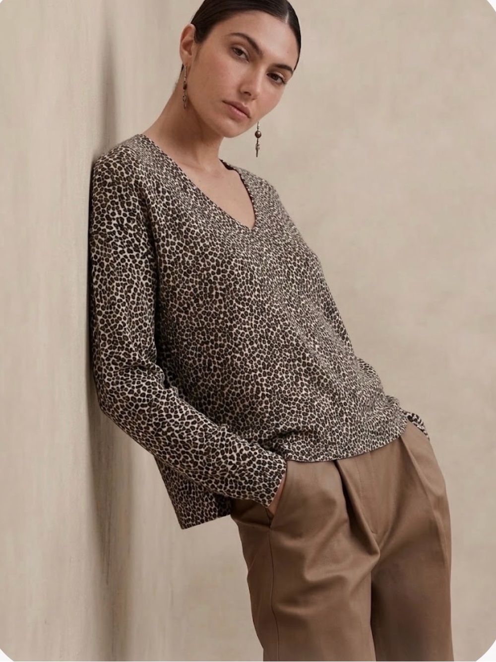 NEW Banana Republic lightweight Merino WOOL sweater animal print XSMALL